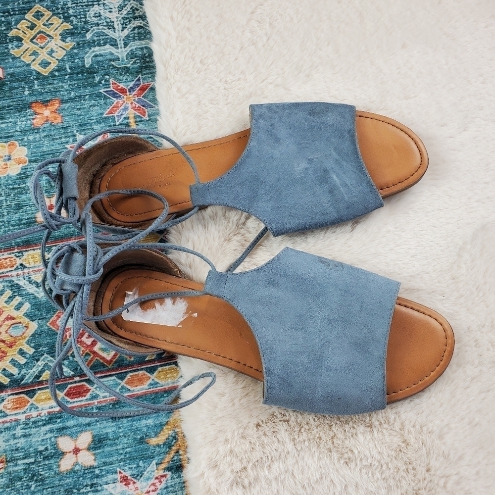 Universal Thread Blue Lace Up Flat Sandals Shoes Women's US 10